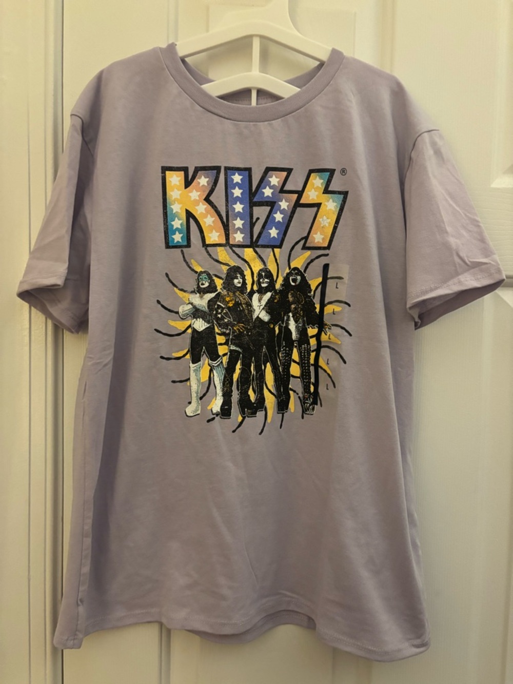 🎆5 for $25 Kiss Lavender Band Logo Tee - Pastel Purple Graphic Shirt Large New